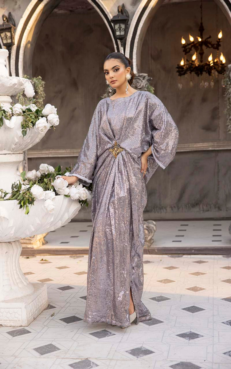 LONG SLEEVES GOTA EID KAFTAN - PETROL BLUE