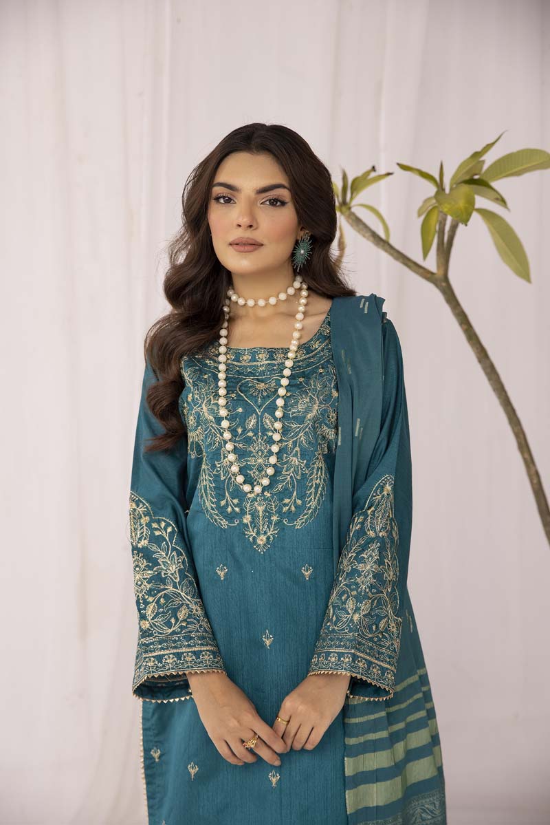 Twilight by Musferah Saad RTW Hand work Raw Silk 3 Piece Suit Aria - Eid Collection