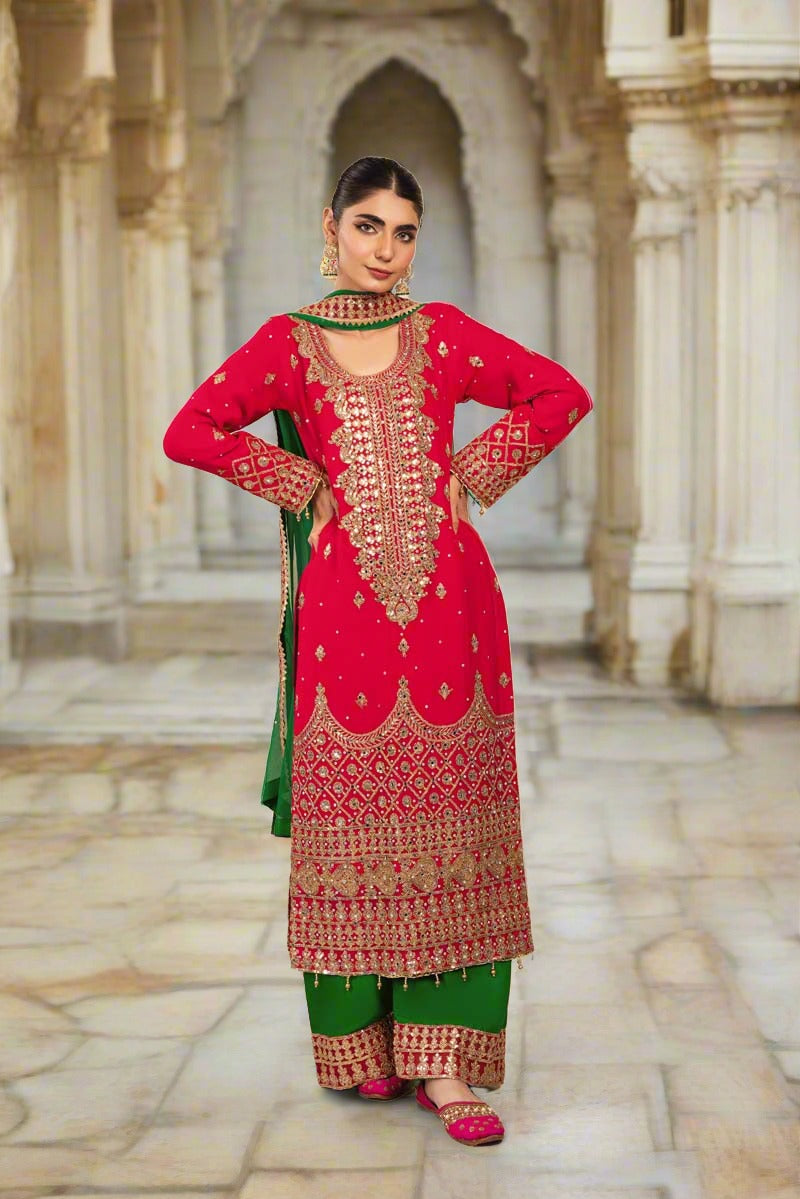Dr.Haris Embroidered Doriya 3 piece suit With Fancy Shawl - Winter