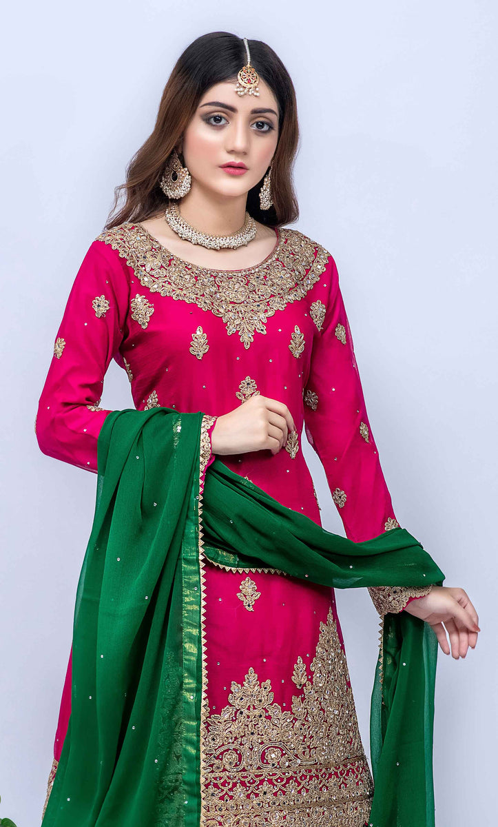 Pink Ladies Mehndi Dress Pink Outfits For Mehndi Shop Mehndi Dresses Andaaz  Fashion