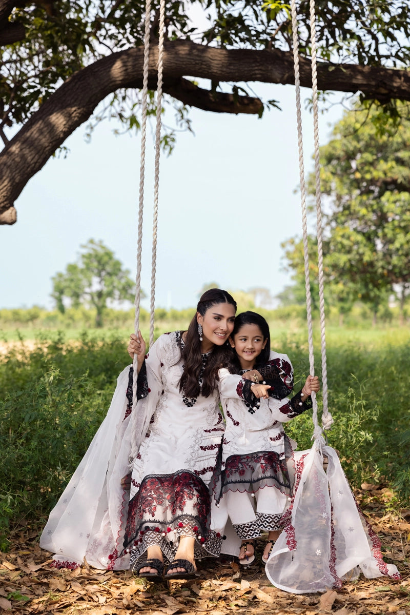 Ayeza khan Heer Mummy & Me Girls Chikan Embroidered Eid Outfit AL1029K
