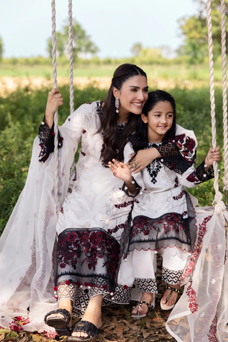 Ayeza khan Heer Mummy & Me Girls Chikan Embroidered Eid Outfit AL1029K