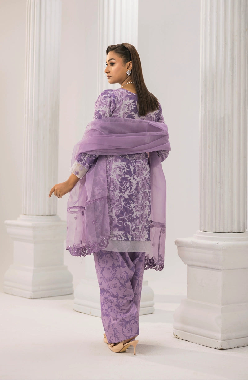 Sehar Eid Silk Monal Pakistani Suit With Farshi Salwar DG52 - Desi Posh