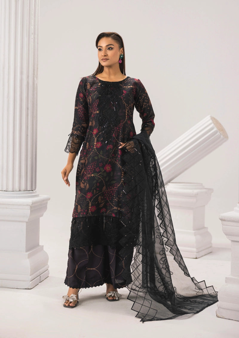 Sehar Eid Silk Monal Pakistani Suit With Palazzo Trousers DG51 - Desi Posh