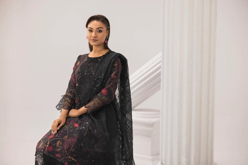 Sehar Eid Silk Monal Pakistani Suit With Palazzo Trousers DG51 - Desi Posh