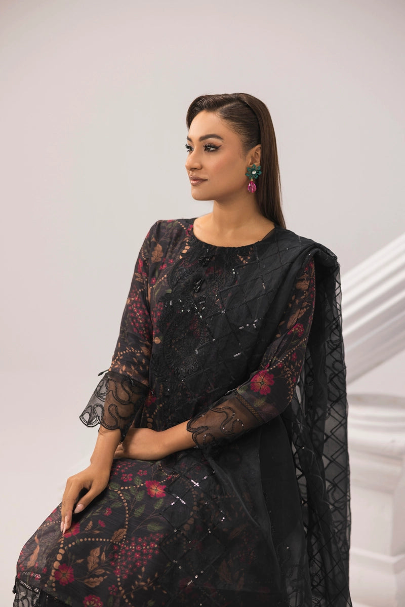 Sehar Eid Silk Monal Pakistani Suit With Palazzo Trousers DG51 - Desi Posh