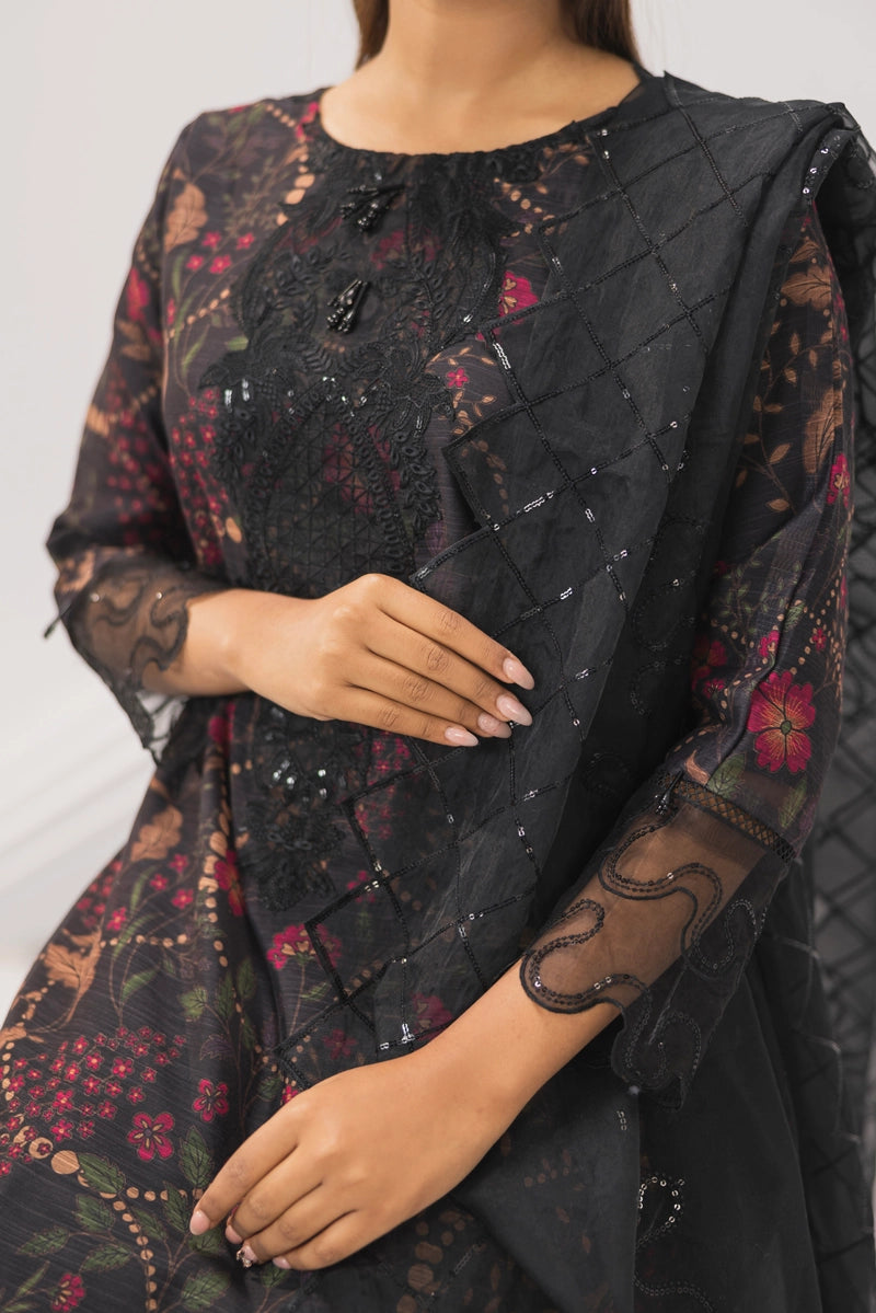 Sehar Eid Silk Monal Pakistani Suit With Palazzo Trousers DG51 - Desi Posh