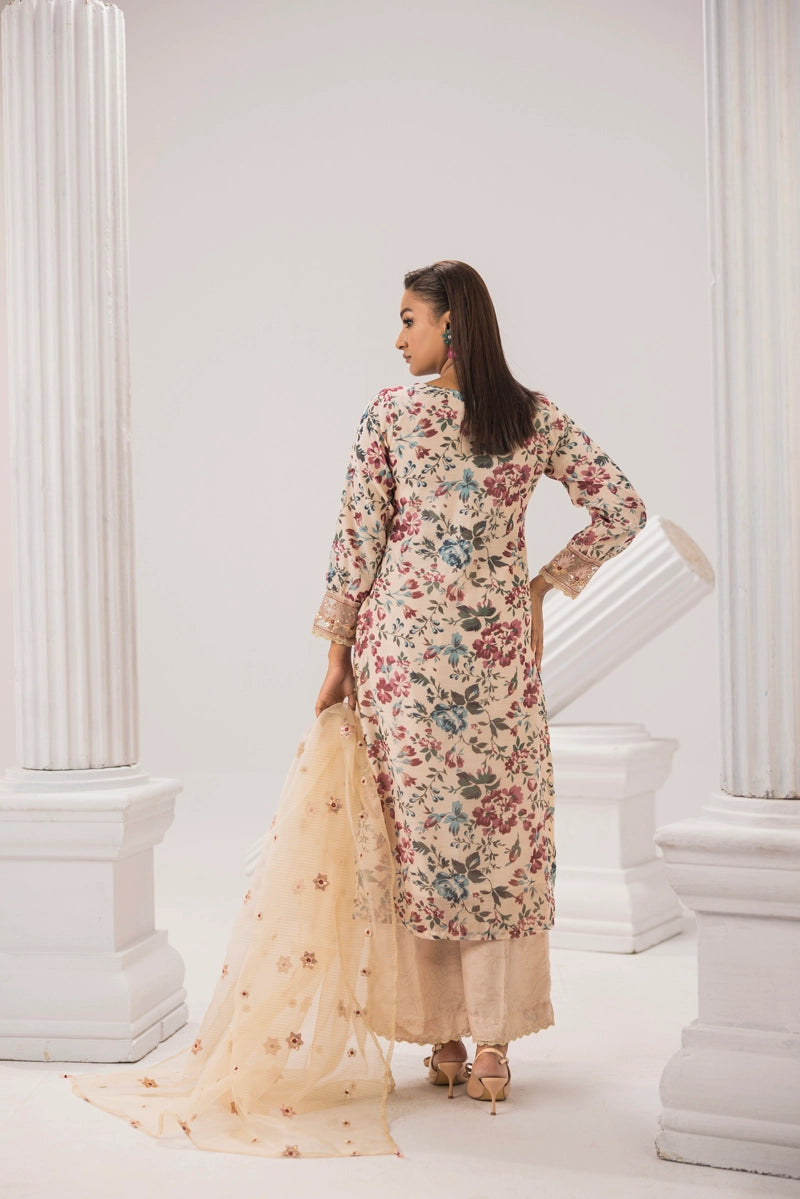 Sehar Eid Silk Monal Pakistani Suit With Palazzo Trousers DG50 - Desi Posh