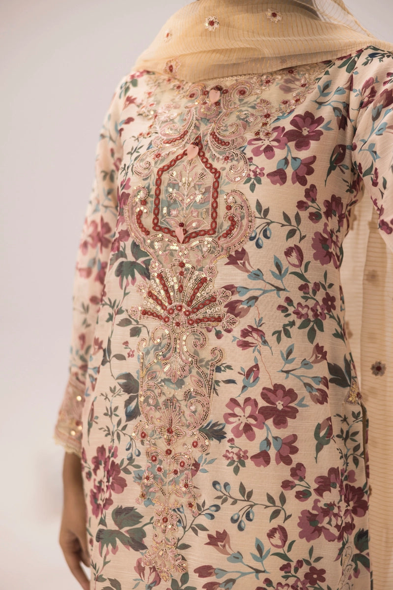 Sehar Eid Silk Monal Pakistani Suit With Palazzo Trousers DG50 - Desi Posh