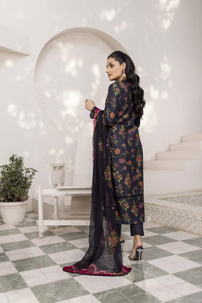 Sehar Floral Summer Lawn Suit With Digital Print Net Dupatta PK33 - Desi Posh