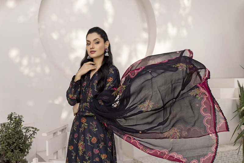 Sehar Floral Summer Lawn Suit With Digital Print Net Dupatta PK33 - Desi Posh