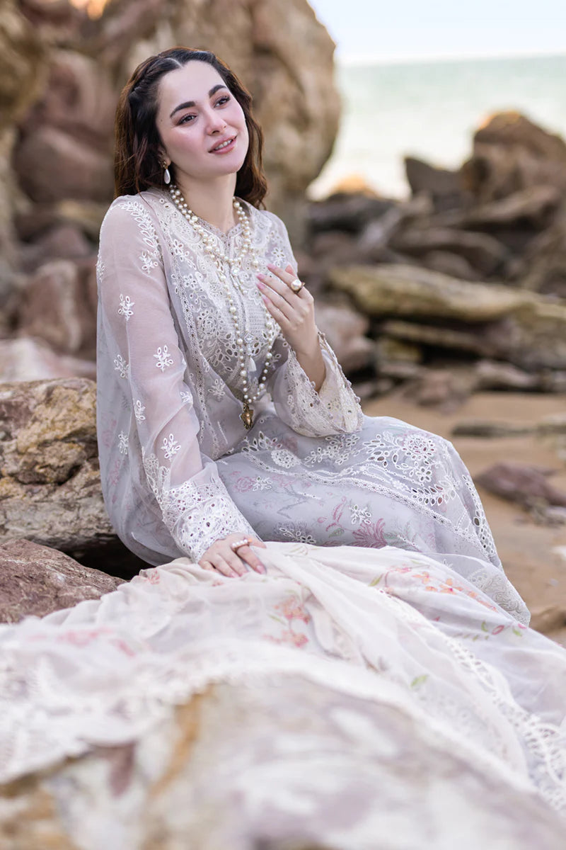 Qalamkar Inspired Chikan Kari 3 Piece Outfit With Silk Dupatta FP-11 EMIRA - Desi Posh