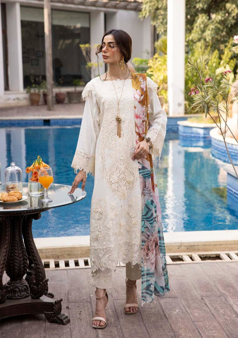Ivana Luxury Cream Chikan Kari Desi Eid Outfit SIG05 - Desi Posh