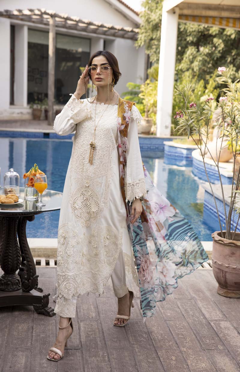 Ivana Luxury Cream Chikan Kari Desi Eid Outfit SIG05 - Desi Posh