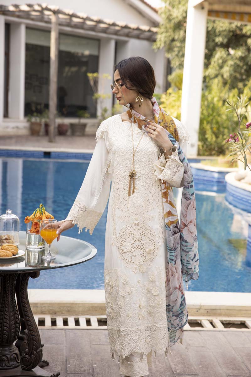 Ivana Luxury Cream Chikan Kari Desi Eid Outfit SIG05 - Desi Posh