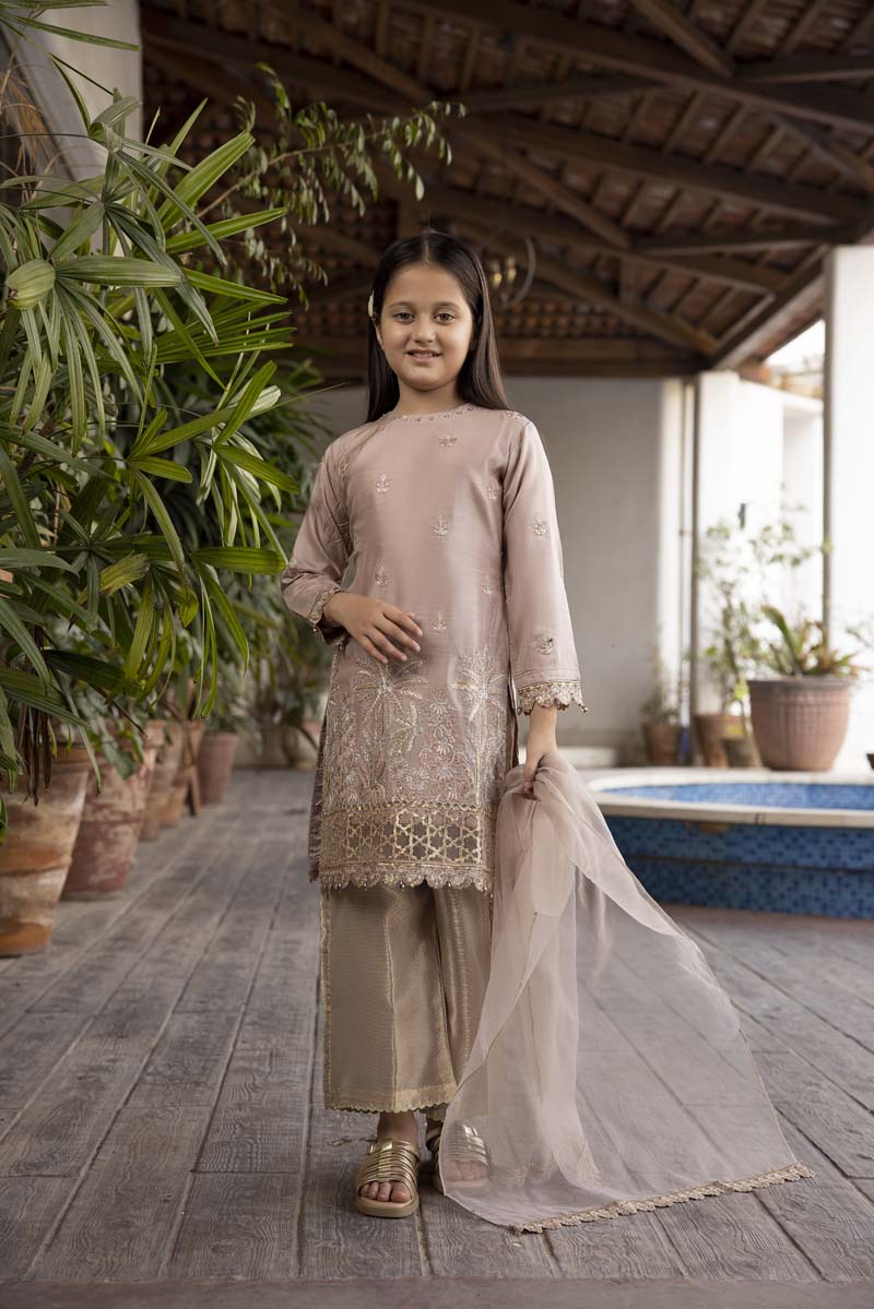 Ivana Mummy & Me Kids Light Lilac Silk Viscose Eid Outfit 2424K - Desi Posh