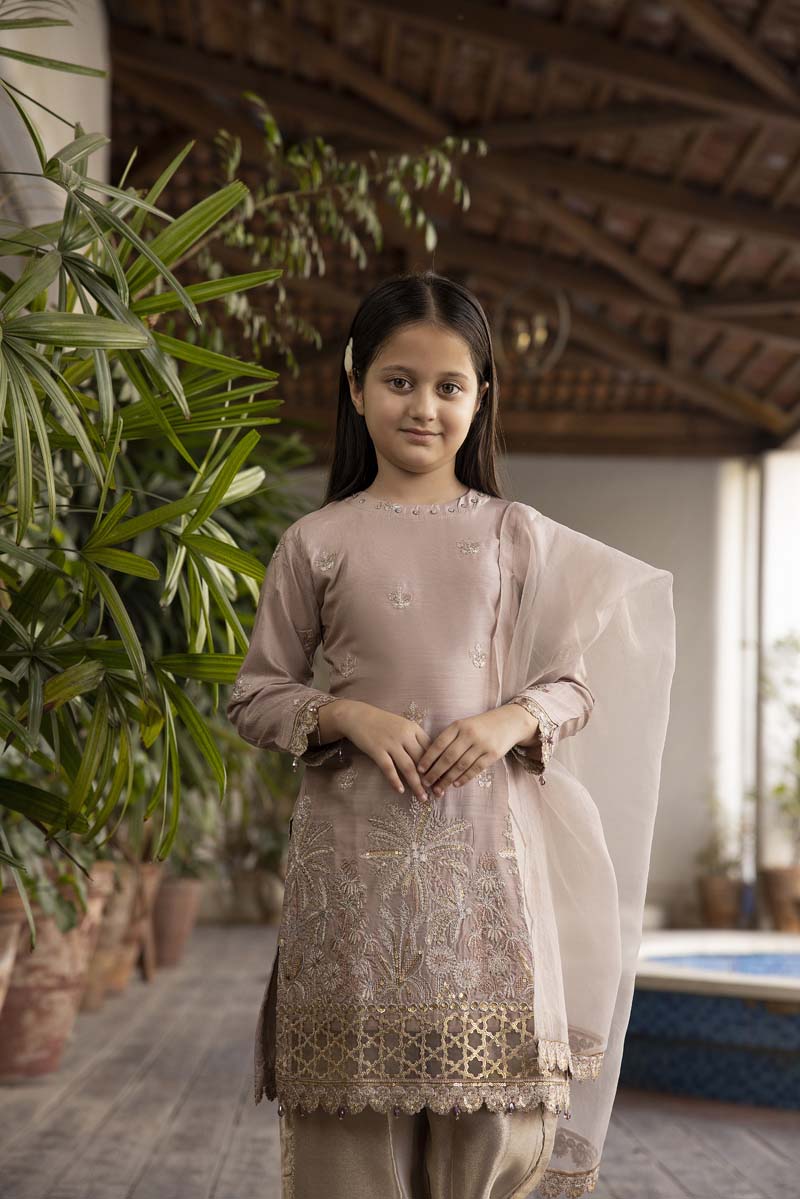Ivana Mummy & Me Kids Light Lilac Silk Viscose Eid Outfit 2424K - Desi Posh