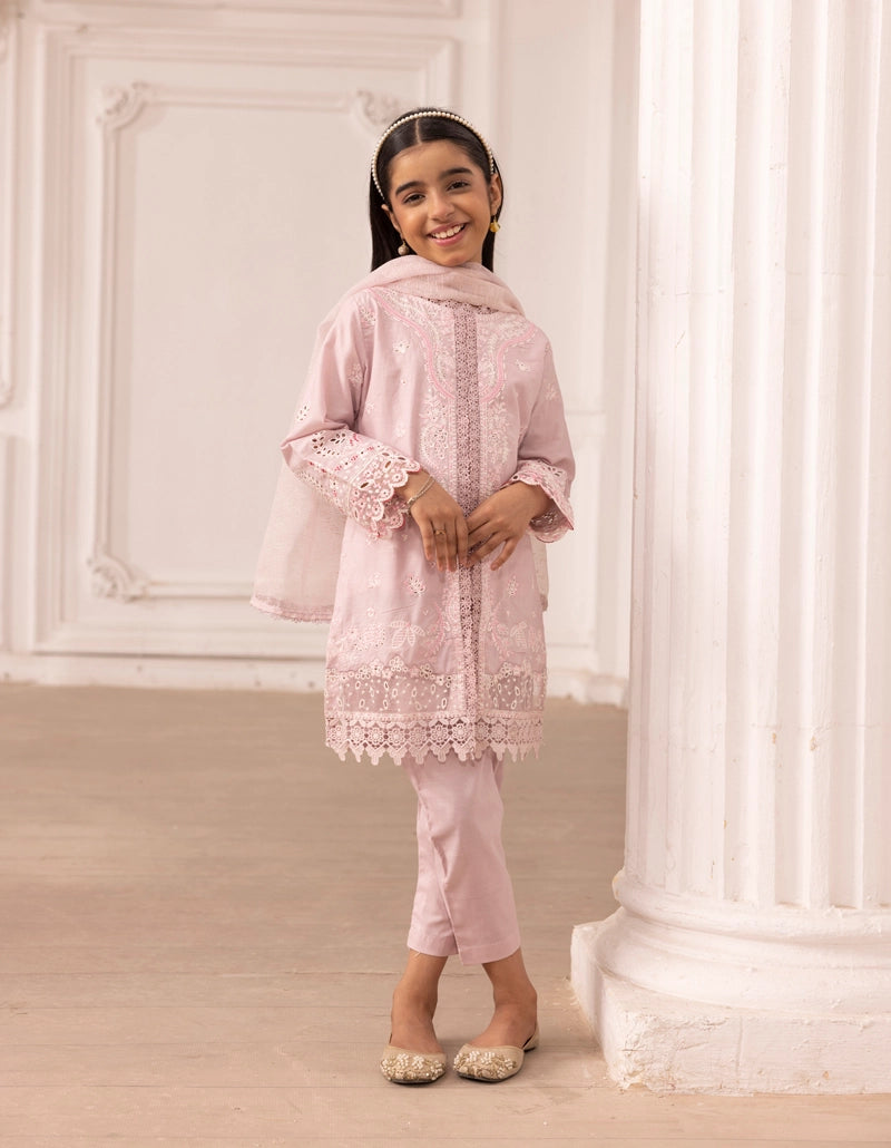 Qalamkar Sahil Inspired Mummy & Me Girls 3 Piece Outfit FK10 Pink