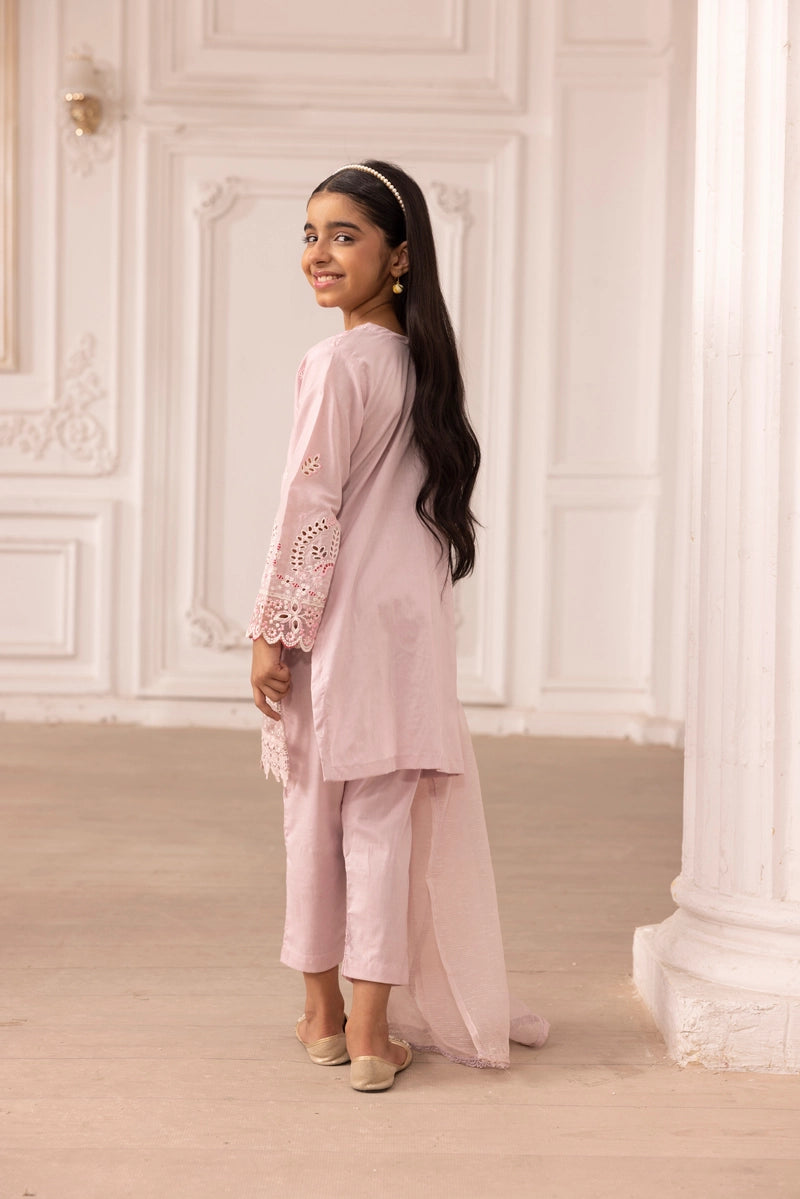 Qalamkar Sahil Inspired Mummy & Me Girls 3 Piece Outfit FK10 Pink