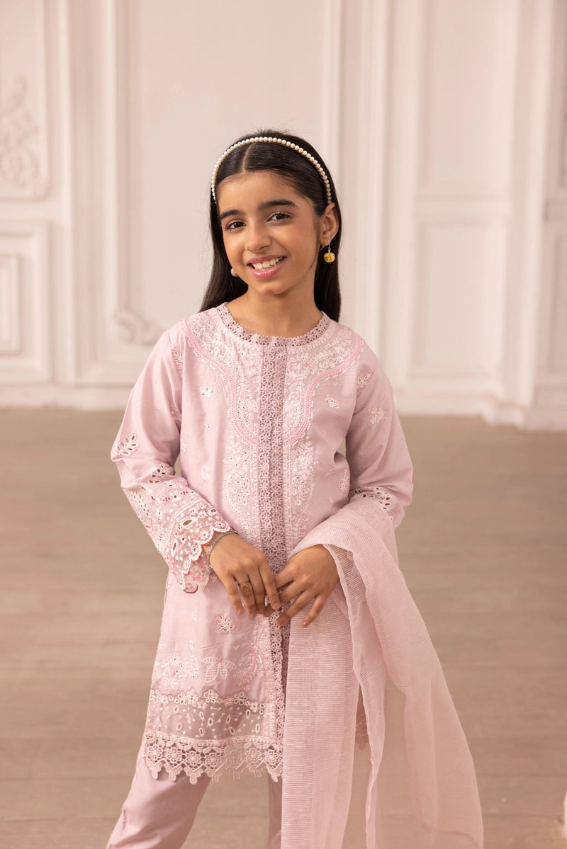Qalamkar Sahil Inspired Mummy & Me Girls 3 Piece Outfit FK10 Pink
