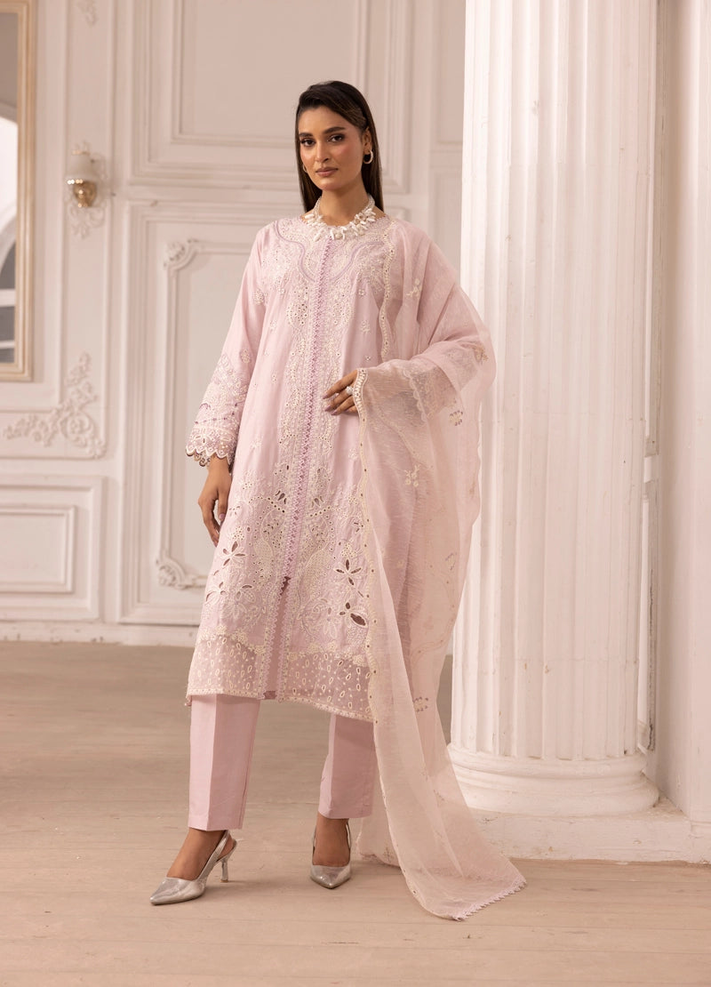 Qalamkar Sahil Inspired Mummy & Me Ladies 3 Piece Outfit FK10 Pink