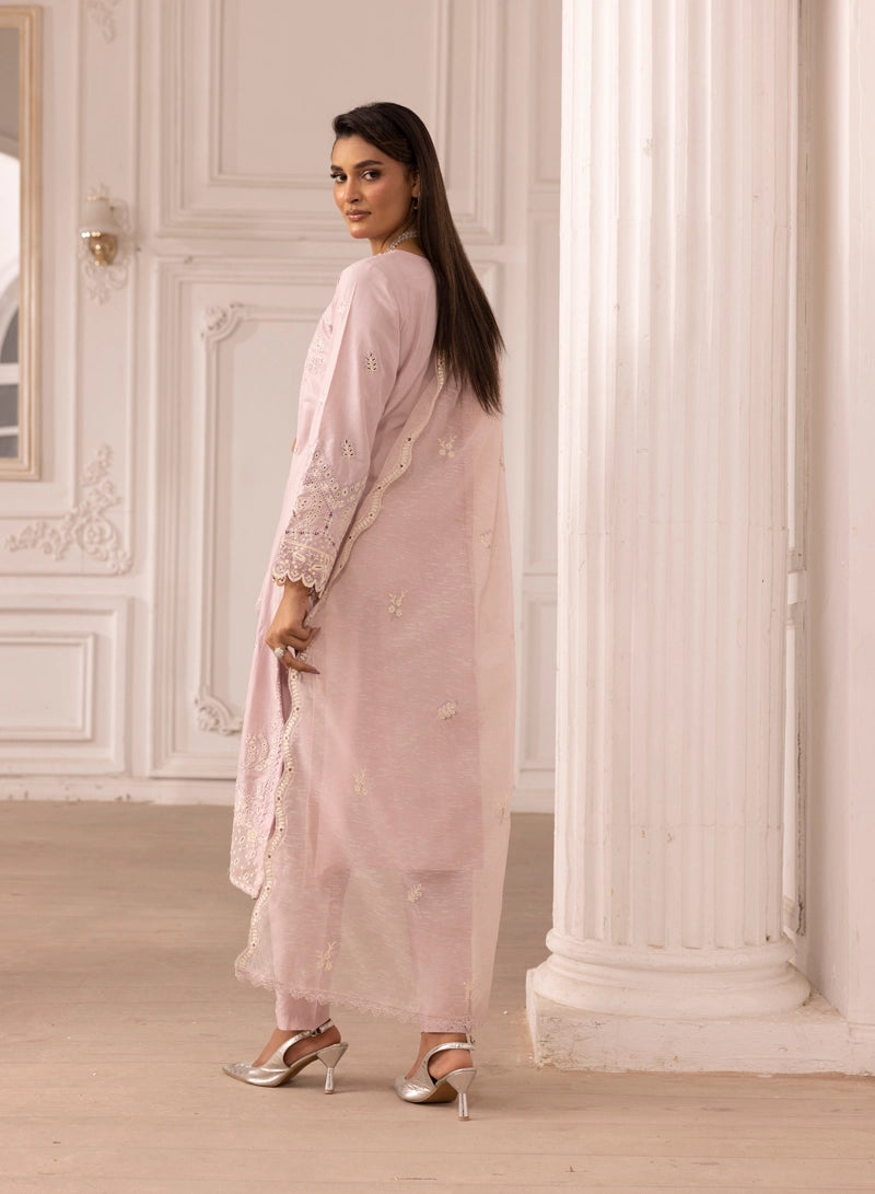 Qalamkar Sahil Inspired Mummy & Me Ladies 3 Piece Outfit FK10 Pink