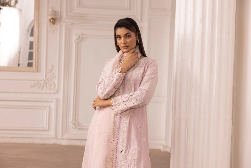 Qalamkar Sahil Inspired Mummy & Me Ladies 3 Piece Outfit FK10 Pink