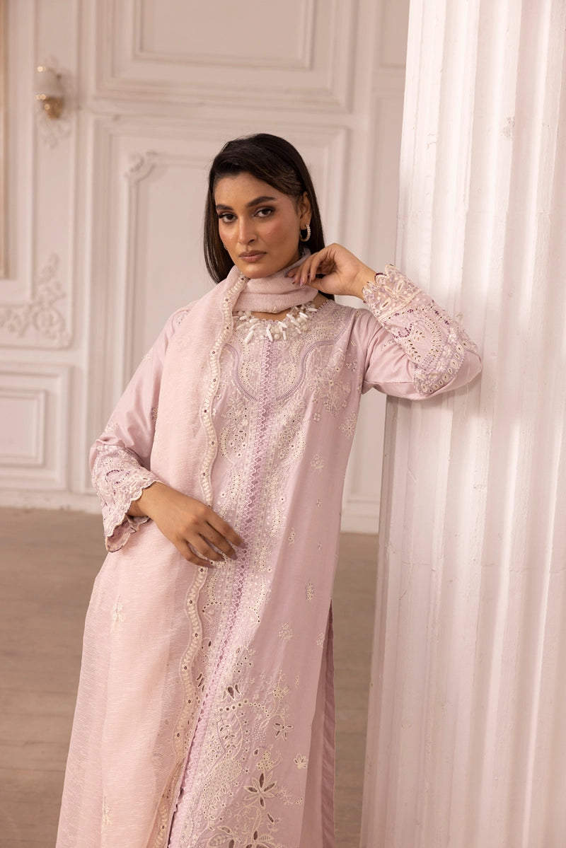 Qalamkar Sahil Inspired Mummy & Me Ladies 3 Piece Outfit FK10 Pink