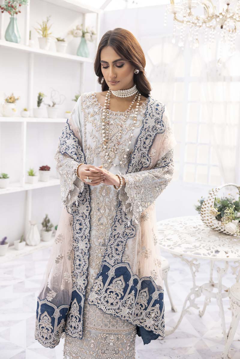 Imrozia Premium Inspired Embroidered 3 Piece Ice Wedding Outfit - Desi Posh