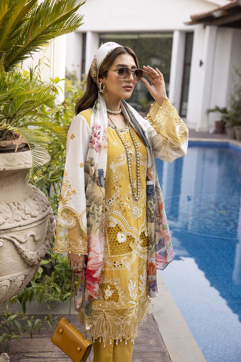 Ivana Luxury Mustard Chikan Kari Tulip Salwar Eid Outfit SIG01 - Desi Posh