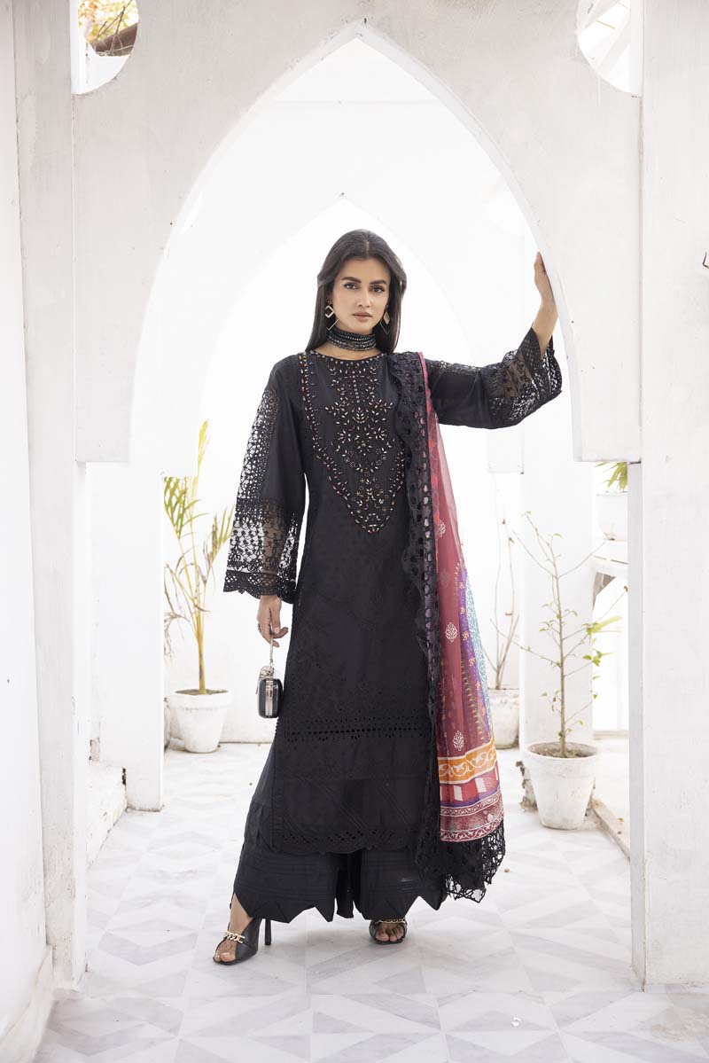 Ivana Luxury Black Chikan Kari Desi Eid Outfit SCI06 - Desi Posh