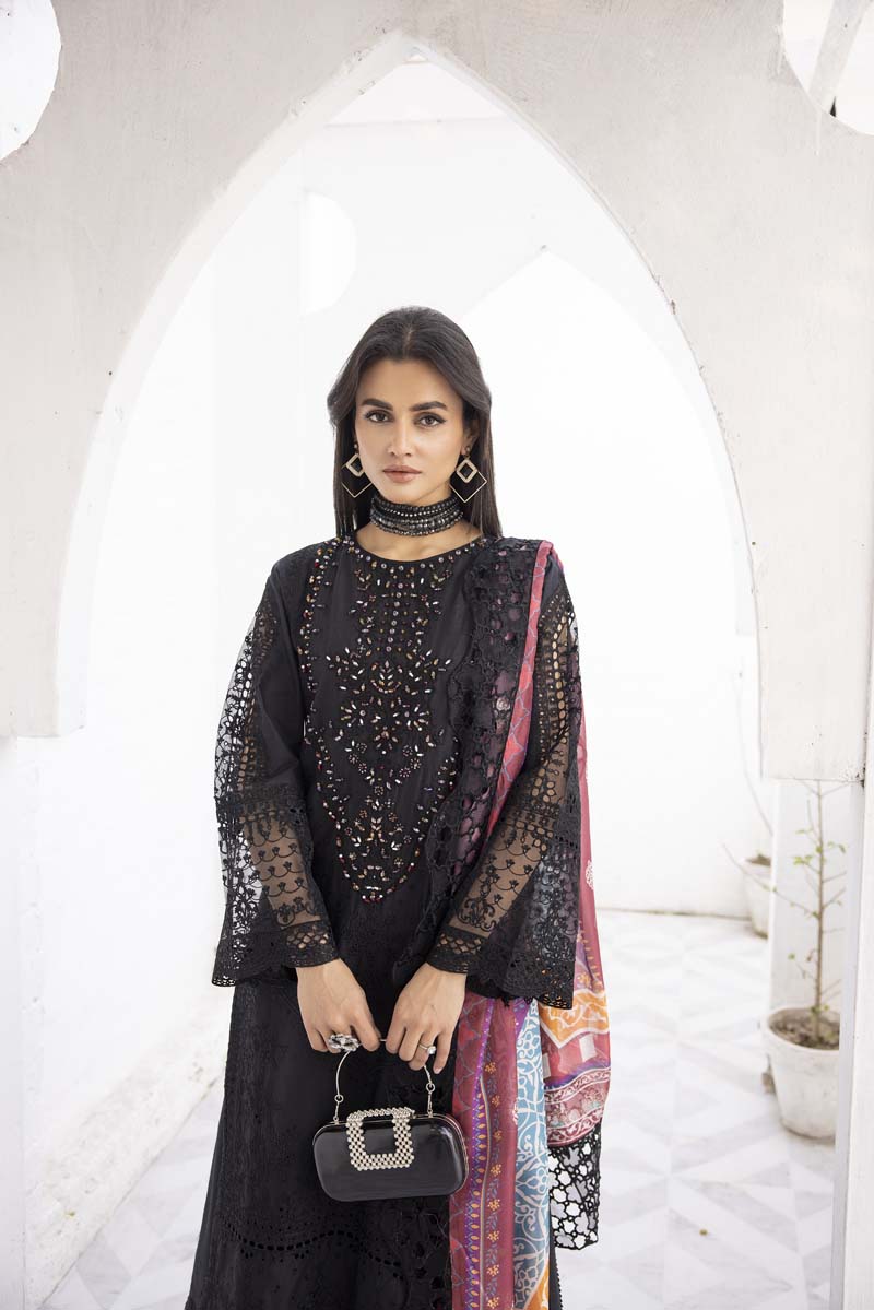 Ivana Luxury Black Chikan Kari Desi Eid Outfit SCI06 - Desi Posh