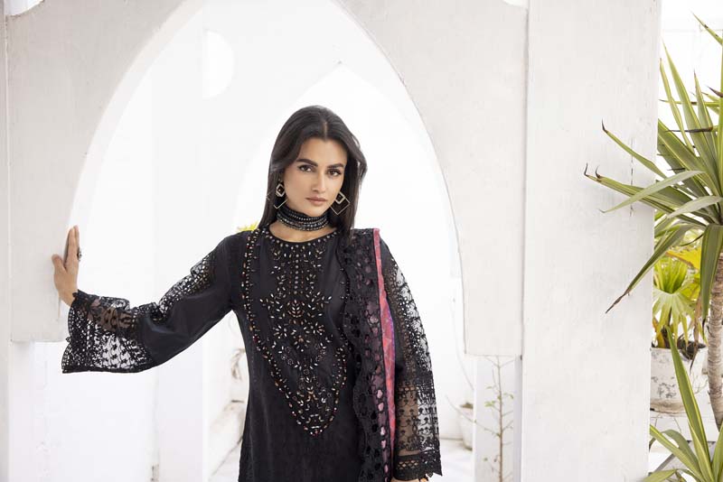 Ivana Luxury Black Chikan Kari Desi Eid Outfit SCI06 - Desi Posh