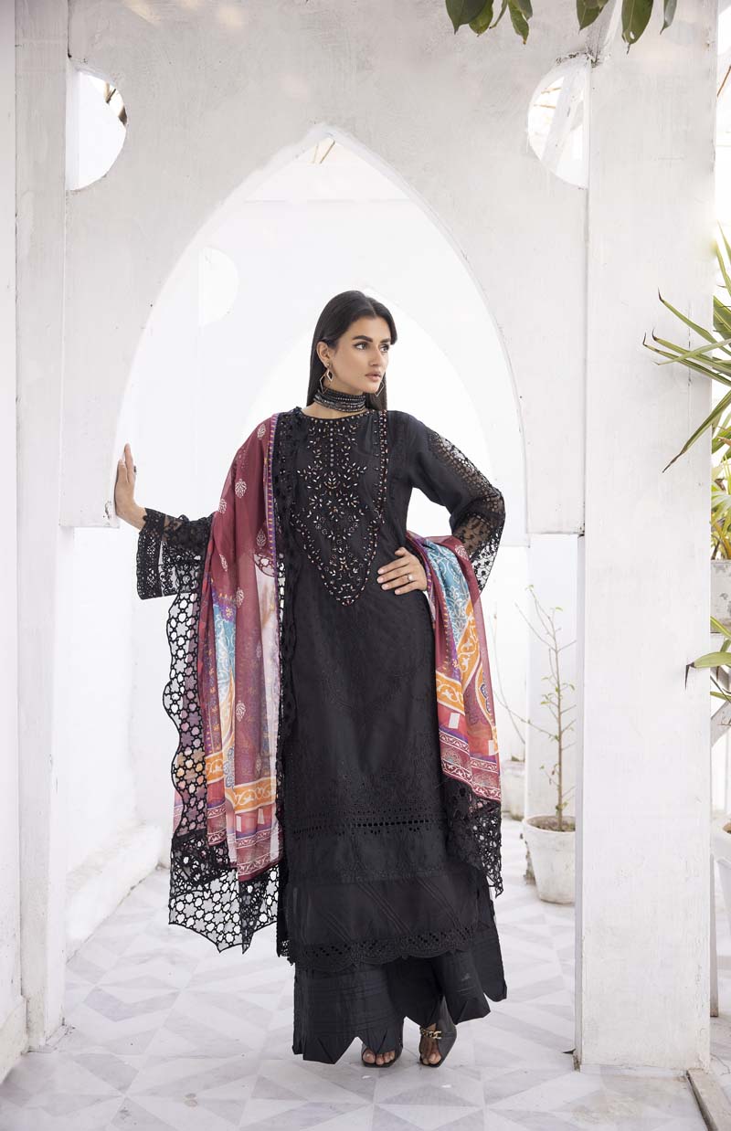 Ivana Luxury Black Chikan Kari Desi Eid Outfit SCI06 - Desi Posh