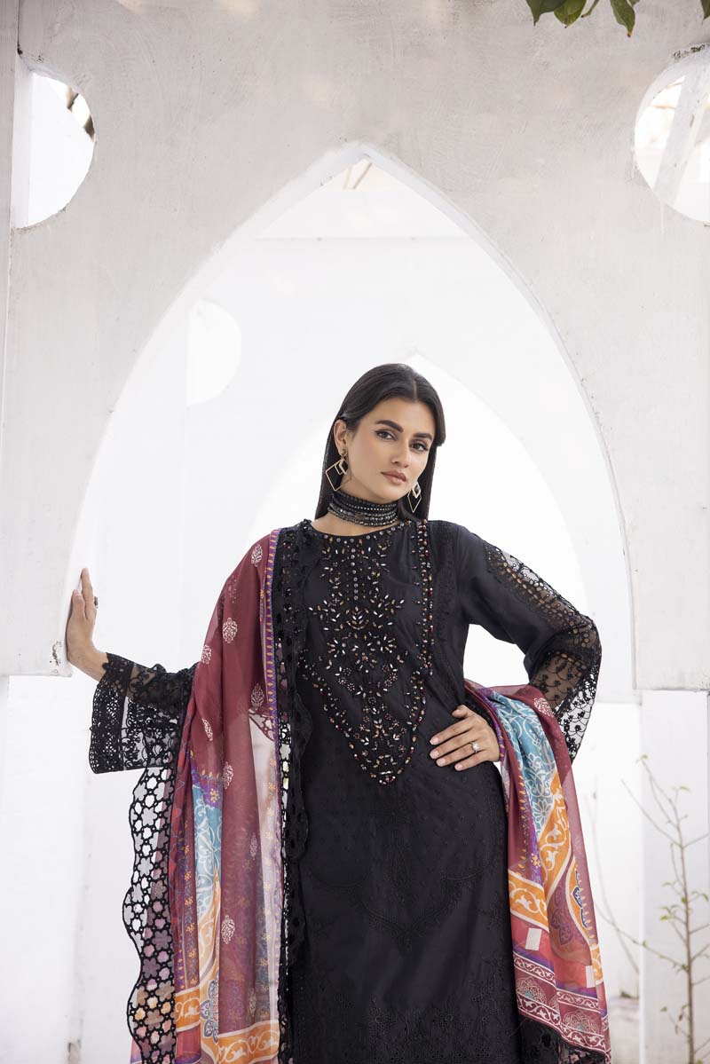 Ivana Luxury Black Chikan Kari Desi Eid Outfit SCI06 - Desi Posh