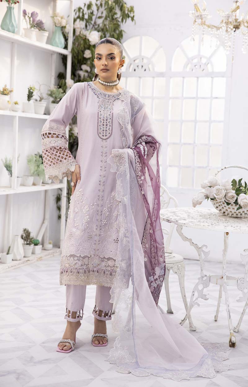 Ivana Luxury Lilac Chikan Kari Desi Eid Outfit SCI02 - Desi Posh
