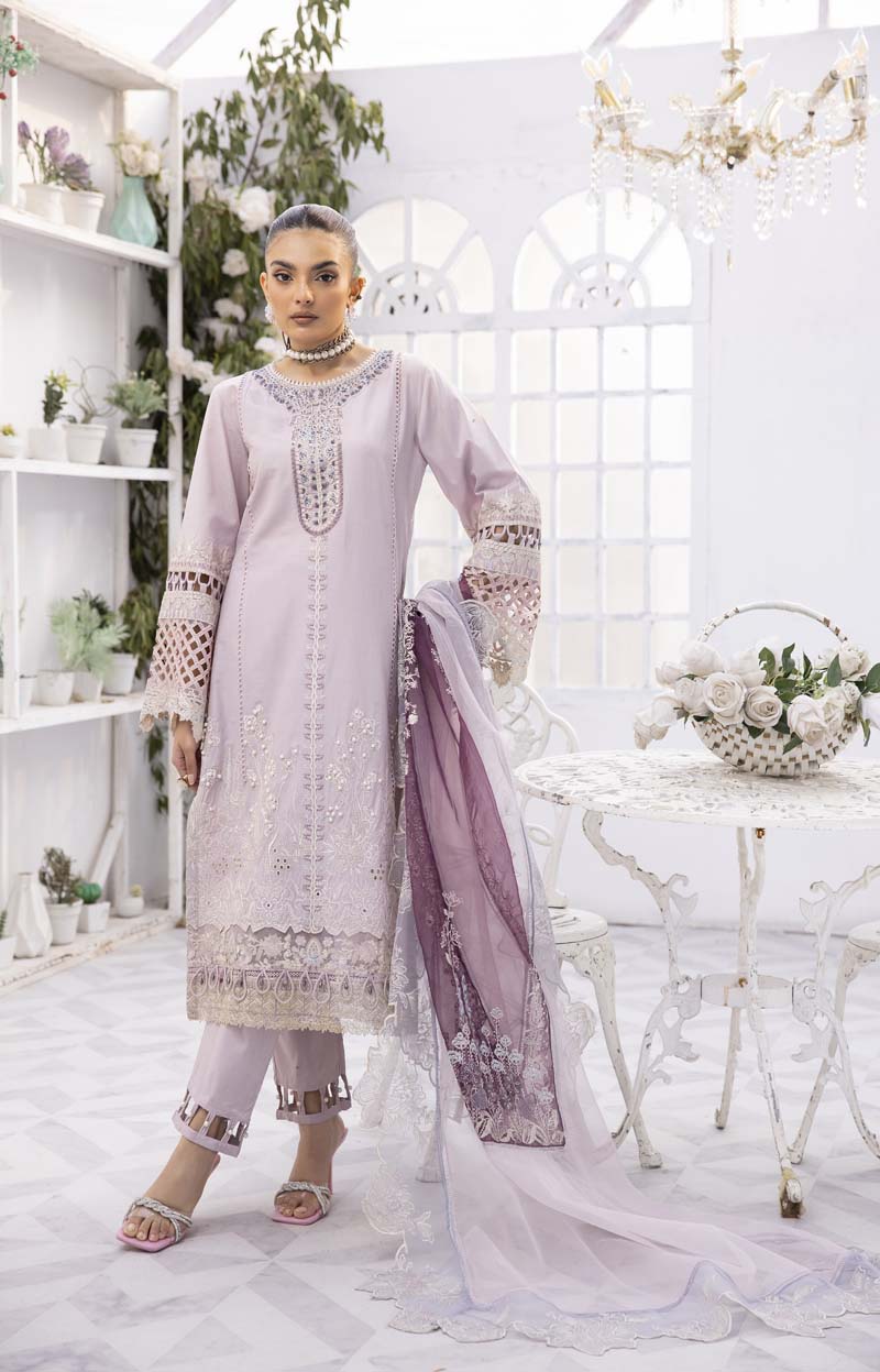 Ivana Luxury Lilac Chikan Kari Desi Eid Outfit SCI02 - Desi Posh