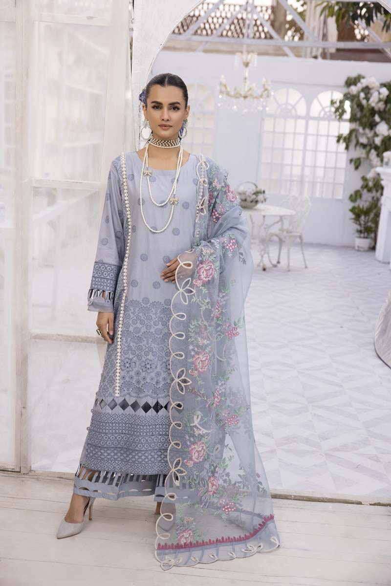 Ivana Luxury Blue Chikan Kari Desi Eid Outfit SCI07 - Desi Posh