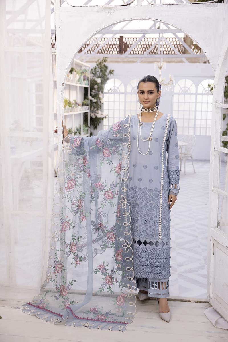 Ivana Luxury Blue Chikan Kari Desi Eid Outfit SCI07 - Desi Posh