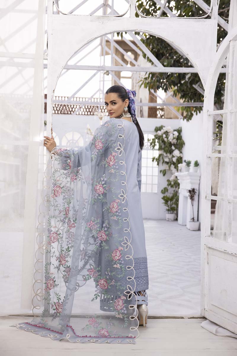Ivana Luxury Blue Chikan Kari Desi Eid Outfit SCI07 - Desi Posh