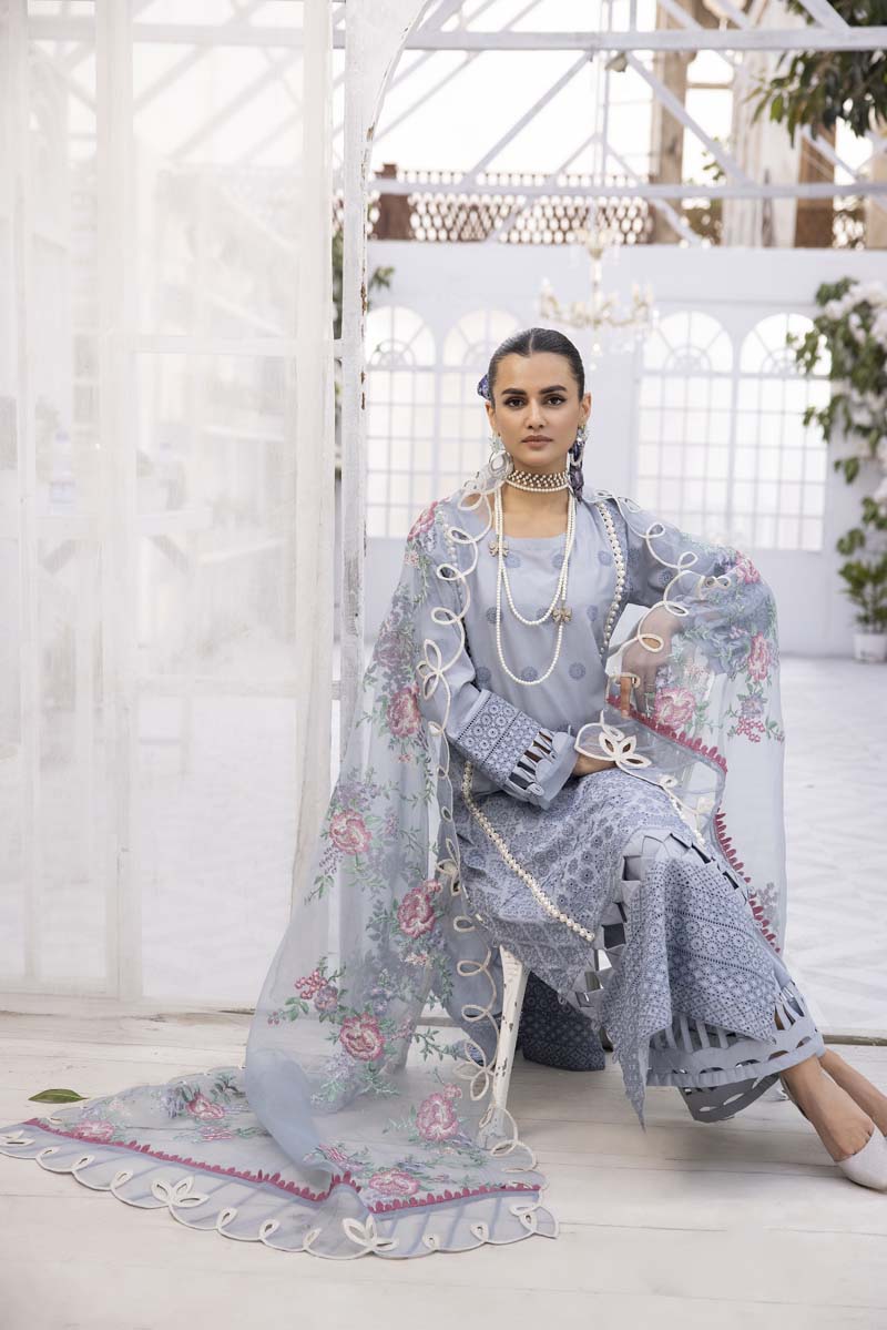 Ivana Luxury Blue Chikan Kari Desi Eid Outfit SCI07 - Desi Posh