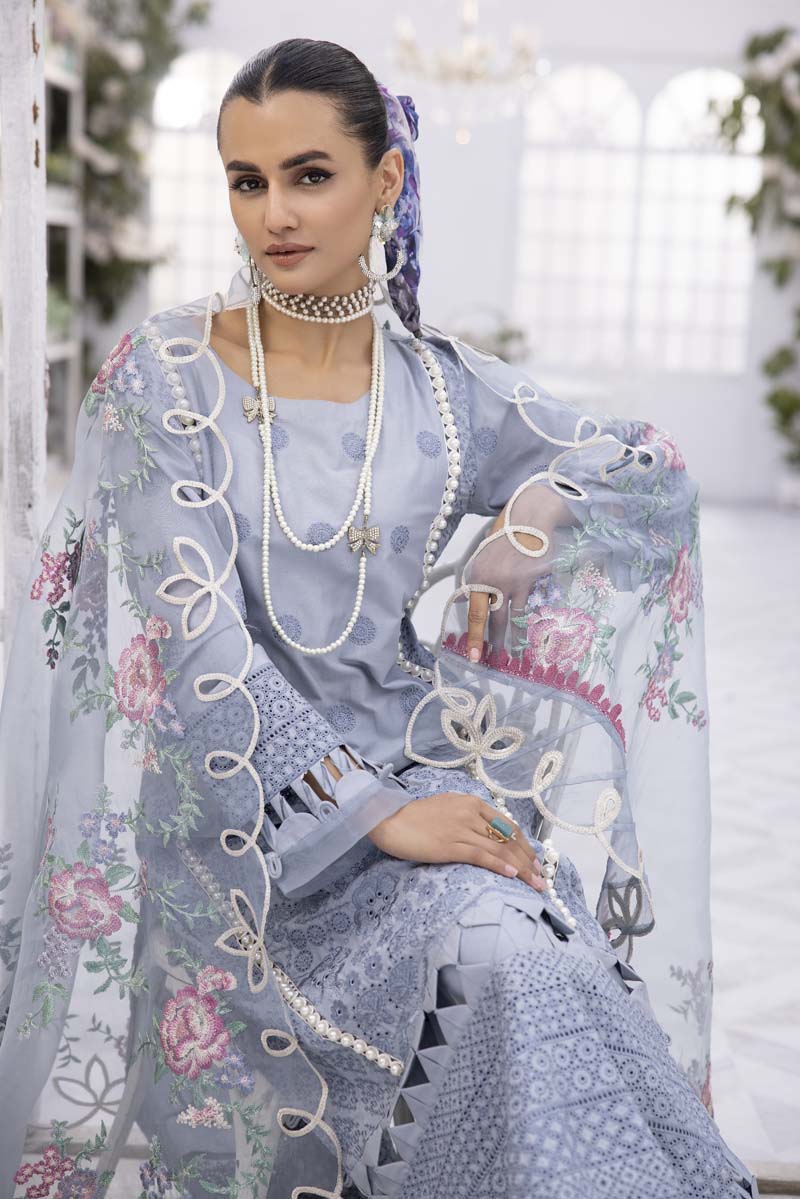 Ivana Luxury Blue Chikan Kari Desi Eid Outfit SCI07 - Desi Posh