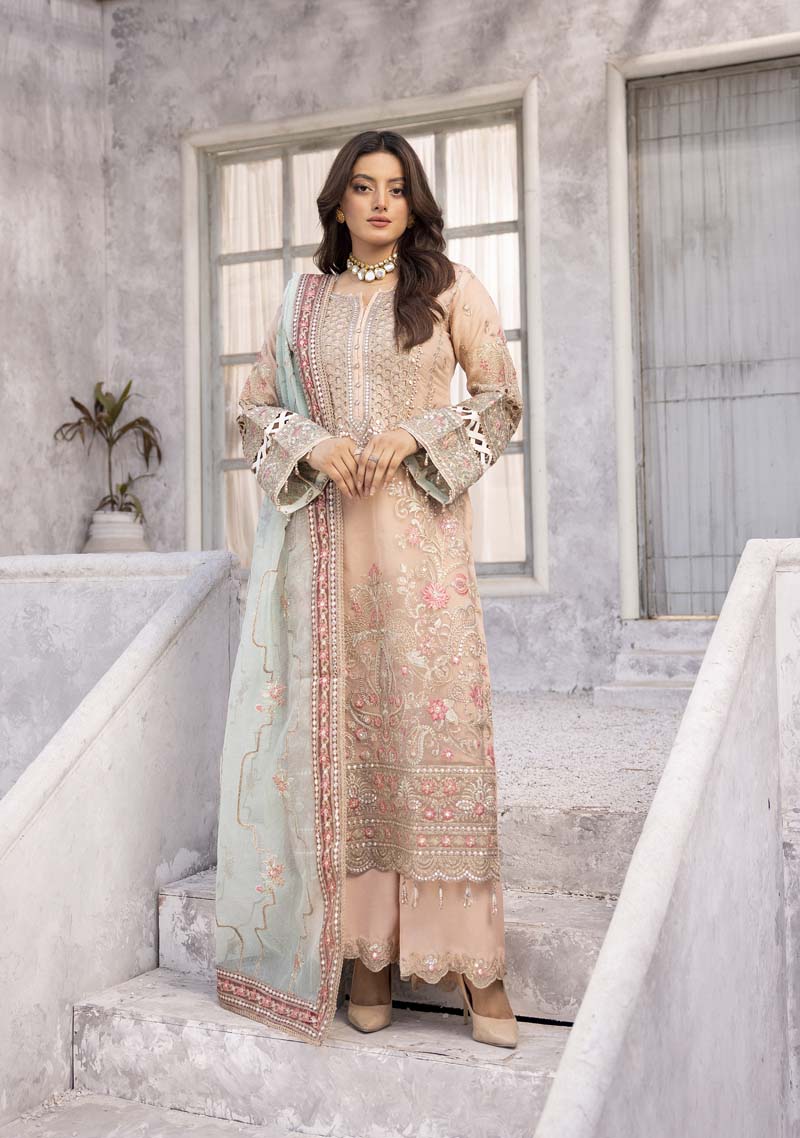 Imrozia Premium Inspired Embroidered 3 Piece Zephyr Wedding Outfit - Desi Posh