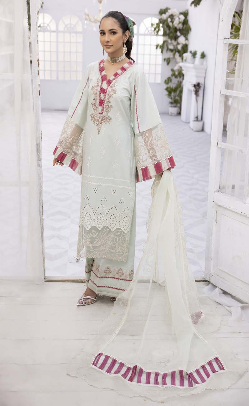 Ivana Luxury Mint Green Chikan Kari Desi Eid Outfit SCI04 - Desi Posh