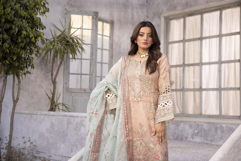 Imrozia Premium Inspired Embroidered 3 Piece Zephyr Wedding Outfit - Desi Posh