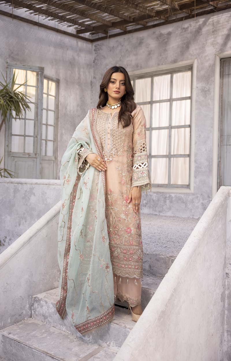 Imrozia Premium Inspired Embroidered 3 Piece Zephyr Wedding Outfit - Desi Posh