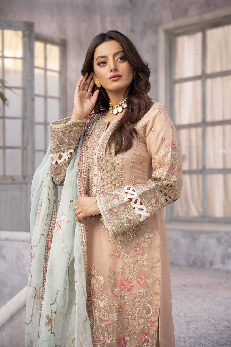 Imrozia Premium Inspired Embroidered 3 Piece Zephyr Wedding Outfit - Desi Posh