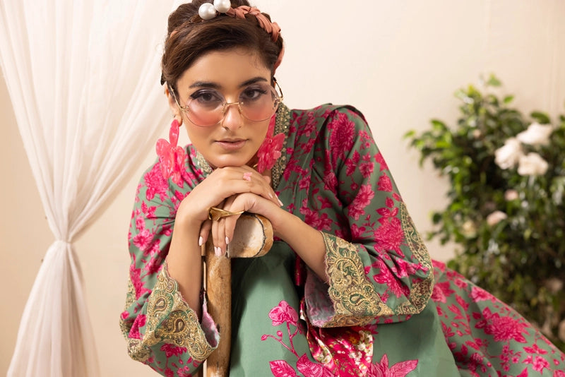 Khaadi Designer Inspired 3 Piece Co-ords Lawn Summer Outfit With Tote Bag