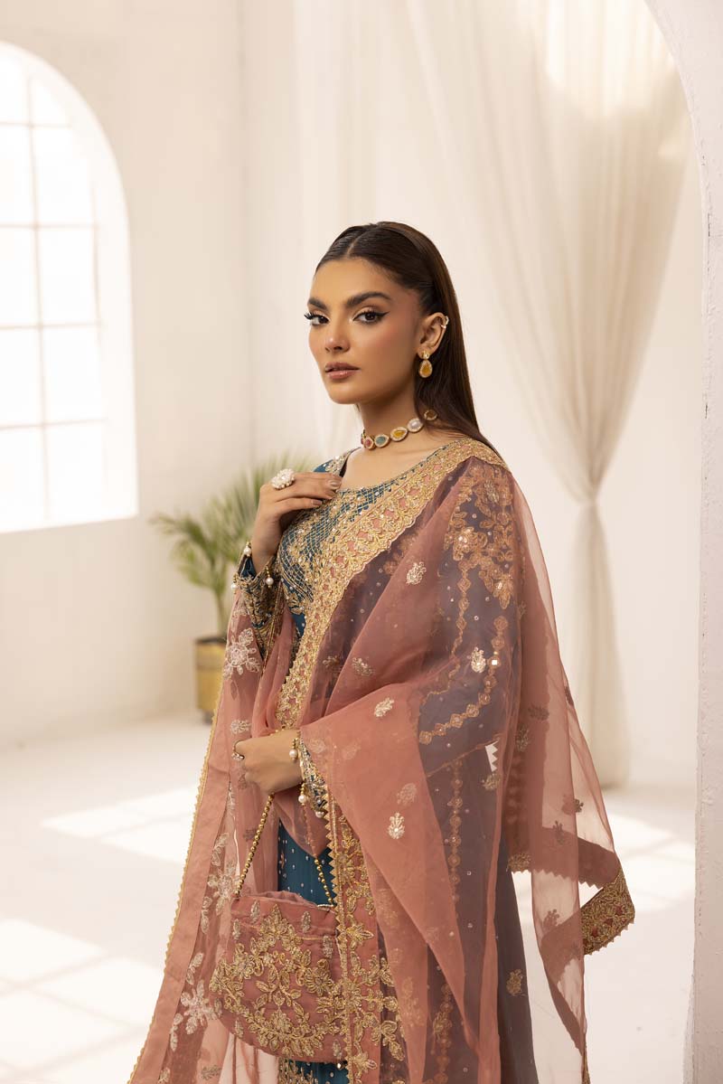 Haris Shakeel Inspired Fully Embroidered 3 Piece Gharara Outfit - Desi Posh