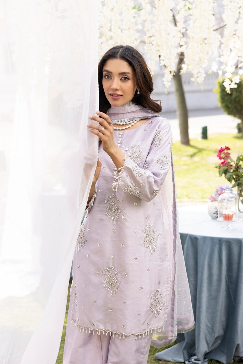 Ivana Premium Raw Silk 3 Piece Sharara Wedding Outfit Lilac